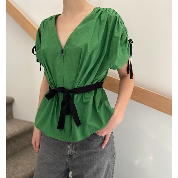 Lanvin Green Cotton Poplin Blouse, size 38 (fits like a size 2) ** AS IS ** - Picture 8 of 10